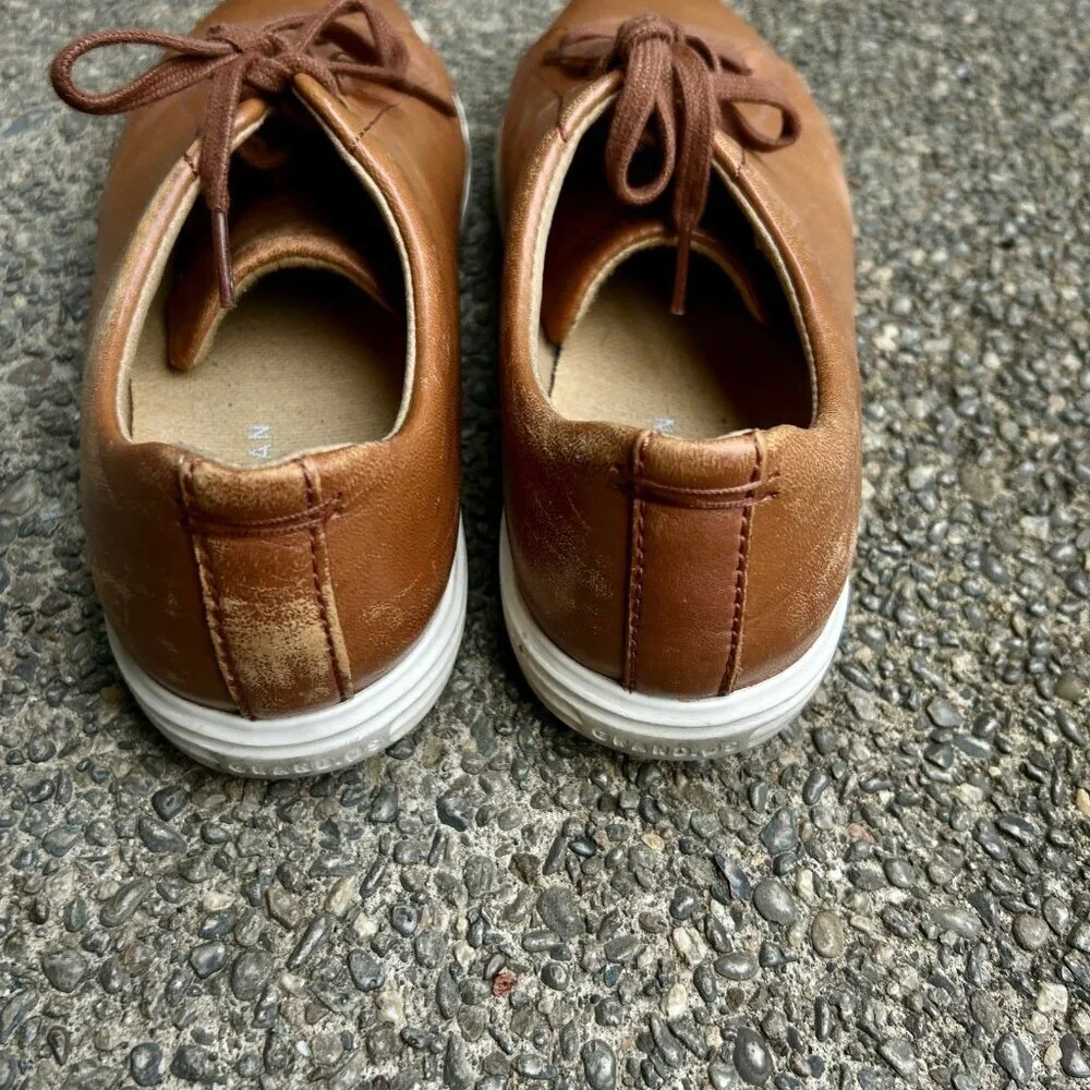 Cole Haan Grand OS Crosscourt II Sneaker British Tan Leather Lace Up Size 9.5